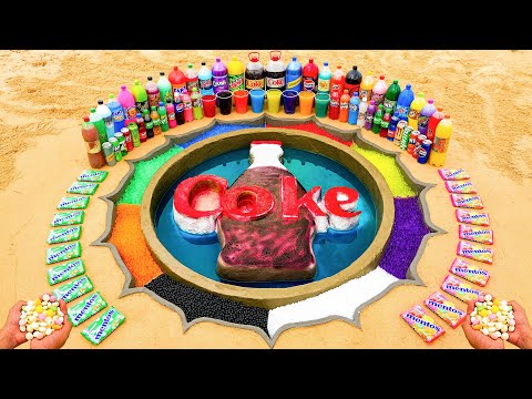 How to make COKE logo with Orbeez & Big Pepsi, Mtn Dew, Schweppes, Fanta, Coca Cola vs Mentos