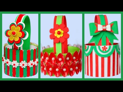 3 Easy Plastic Bottle Christmas Basket Making at Home | Plastic Bottle Craft Ideas | Basket DIY Idea