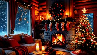 Warm Christmas Ambience 🎄 Cozy Christmas Fireplace Sounds & Relaxing Christmas Jazz Instrumental 🔥