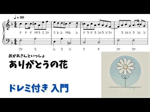 【ピアノ入門】ありがとうの花 Level.1【ドレミ付き無料楽譜】