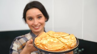 Just 1 cup water, 1 cup milk and 1 cup flour! Delicious homemade pancakes