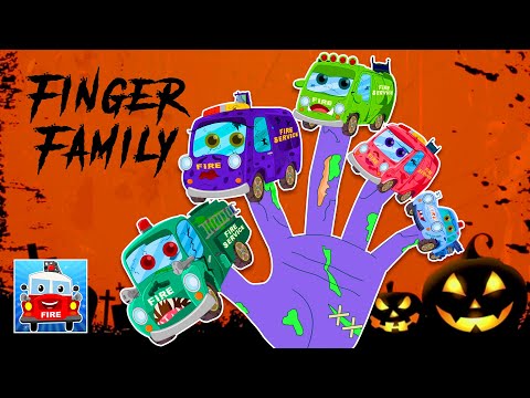 Scary Firetruck Finger Family Halloween Rhyme for Kids