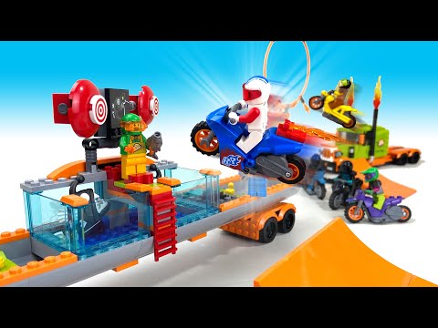 Speed Building Epic LEGO Motorcycle and Daredevil Stunts