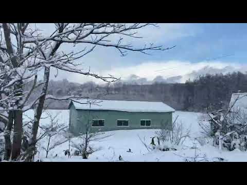 on the way to Hakodate Airport with  December blizzard and white-out in Winter , Hokkaido 2022