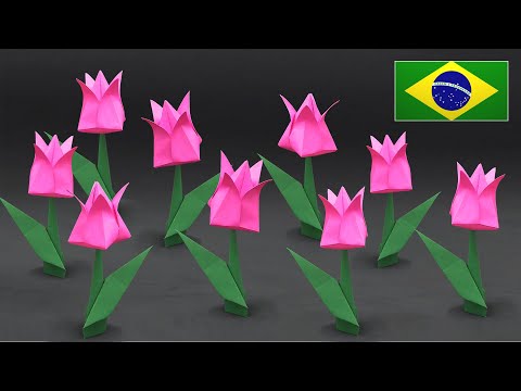 Origami de Tulipa Simples - Instruções em Português BR