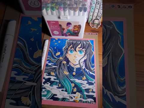 Muichiro Tokito | anime fanart process | Ohuhu alcohol markers #art #shorts #demonslayer #animeart