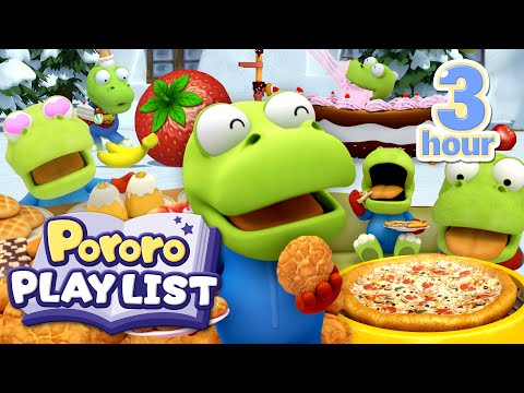 ★3-Hour★ Chubby Little Dino Crong's Yummy Food | Learning Healthy Haibts | Pororo Kids Playlist