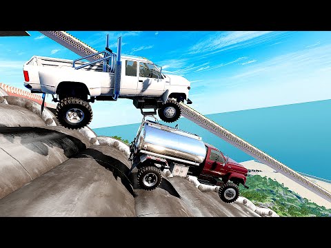 4x4 SUV VS Dangerous Stair Slope Challenge Driver #4 - BeamNG Driver