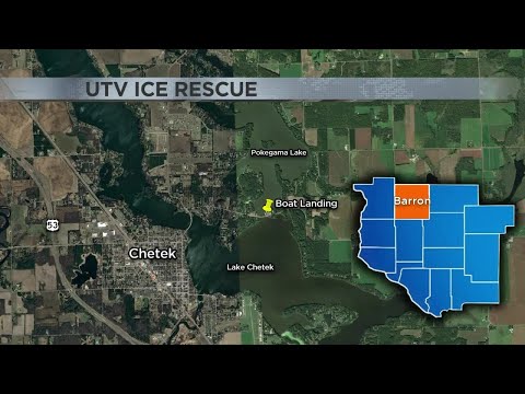 Two people rescued after UTV falls through ice in Barron County