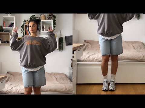 Fashion Culture Jorts + Thrifted Sweater & layered White T-Shirt