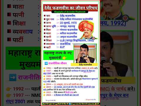 देवेंद्र फडणवीस का जीवन परिचय || Biography Of Devendra Fadnavis #devendrafadnavis #biography #shorts