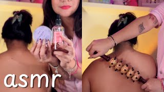 asmr MASAJE EXTRA RELAJANTE DE ESPALDA CON ACEITE Y CREMA | MARÍA DL ASMR