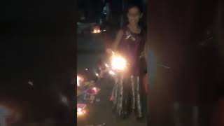 riyu playing with phuljhari ##shorts #diwalivlog2022