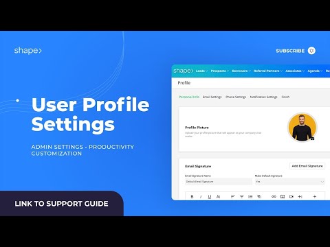 User Profile Settings in Shape Software CRM