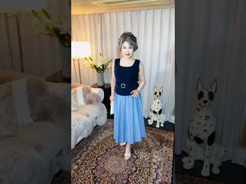 Blue voluminous skirt／ブルーのボリュームスカート  #summeroutfits #fashion #style  #夏コーデ #ファッション #スタイル