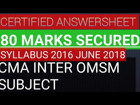 Operation management Certified Answesheet CMA EXAMS