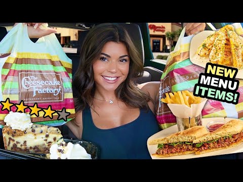 Trying NEW Cheesecake Factory Menu Items & Cheesecakes!! (Bistro Burger, Corn Ribs..)