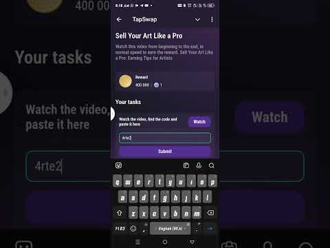 TapSwap Sell Your Art Like a Pro  vvideo code #tapswap #financialmarket #tapcoin #foryou #foryoupage