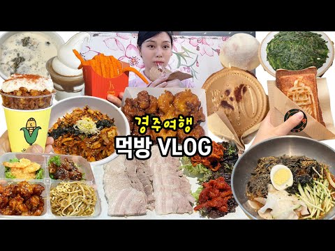 Korea Gyeongju travel eating binge eating vlog (cheese hot bar,walnut snacks, donuts, boiled pork)