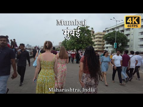 Evening Walk at Marine Drive - Walking in Mumbai | City Sounds | INDIA 4K HDR