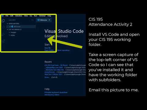 CIS 195 Class Demo - Prep Web Dev Working Space and Download VS Code