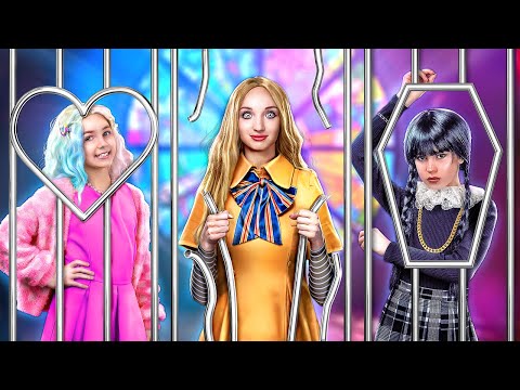 Wednesday Addams and Enid Are CHILDREN!  RICH MOM vs POOR MOM in Jail! Funny and Awkward Stories!