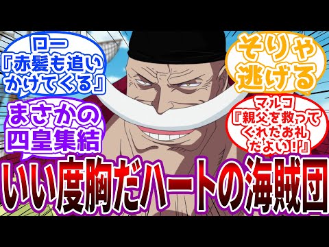 「マルコ…また逃げられたのか？」ただお礼をしたいだけの四皇から逃げるローに対する読者の反応集【ワンピース】