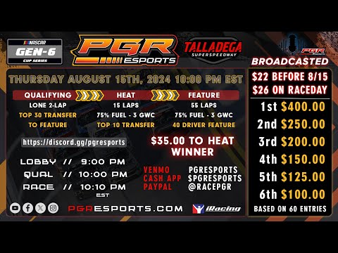 PGR eSports Intimidator Superspeedway Series | Talladega Superspeedway | 8/15/24 | PGR eSports