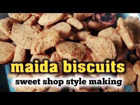 maida biscuits | How to make maida biscuits sweet shop style making | indian sweets |