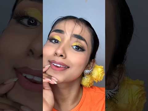 Who is pretty me💁🏻‍♀️ or flower🌹 ?? #transition #makeuptransition #yellowmakeup #haldimakeup