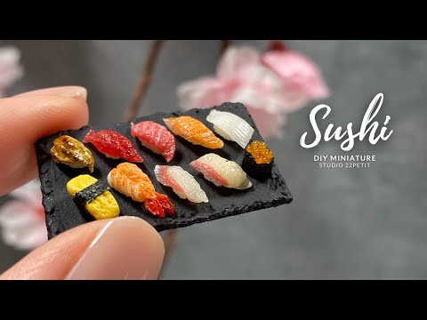 DIY | Miniature sushi made with Air dry clay | Miniature food