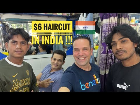 $6 Haircut in India | Plot Twist: Hairdresser wants a Russian Girlfriend! | India Vlog