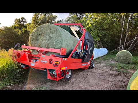 The First Time We Accidentally Made Dry Hay - JCB Teleskid 3TS-8T Loading KUHN Optiwrap OWR 6000