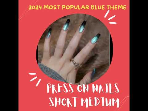 2024 Most Popular Blue Theme Press on Nails Short Medium #shopping #pressonnails