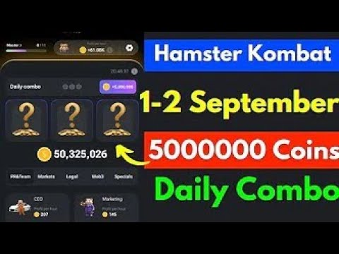 01 And 02 September  Daily Combo & Daily Cipher & Mini Game | Hamster Kombat Daily Combo & Mini Game