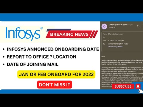 INFOSYS ONBOARDING DATE | JAN OR FEB | OFFER LETTER  | JOINING MAIL | 2022 |