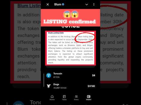 Blum airdrop listing date | 30 September blum airdrop listing date confirmed 😱😱