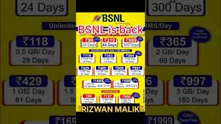 #bsnl is back | bsnl recharge plan 2024