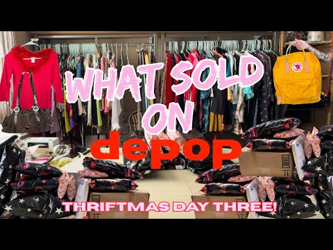 WHAT SOLD ON DEPOP • ship one day of sales  • THRIFTMAS DAY 3 #depopshipping #depopseller #depop