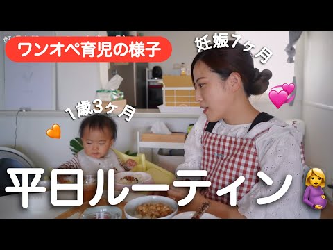 【ワンオペ育児】娘の成長に感動🥺妊娠中期ママ密着【1歳3ヶ月】