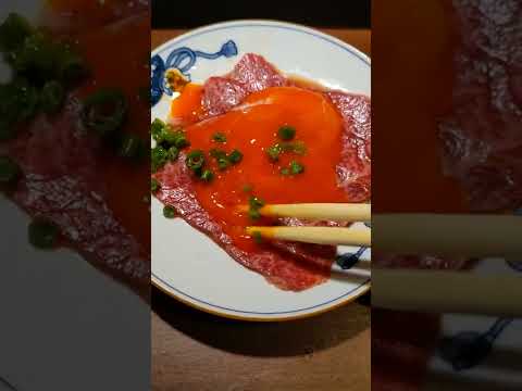 純但馬牛·先斗町焼肉 狐の嫁入りさんのハラミユッケ。極上です。#shorts