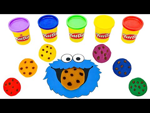 Create Play Doh Cookies for Cookie Monster🍪 Learn Colors & Shapes | Preschool Toddler Learning Video