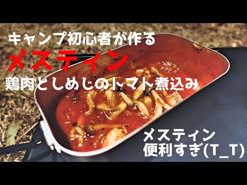 ド素人によるキャンプ飯！鶏肉としめじのトマト煮込み