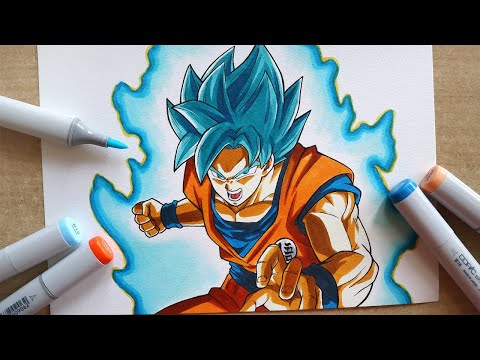 How to Draw Goku Super Saiyan Blue - Step By Step Tutorial