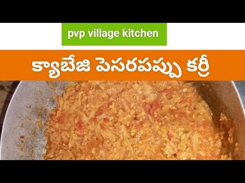 క్యాబేజి పెసరపప్పు కర్రీ|cabbage moongdal curry|pvp village kitchen|telugu chanel|