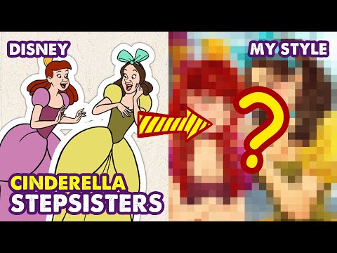 Drawing Cinderella's Stepsisters: Drizella & Anastasia | Unboxing Holbein Gouache Set | Huta Chan