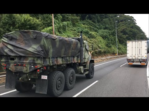 【米軍トラック】ハマーH1 ボンネットトラック 東名高速 2017.9