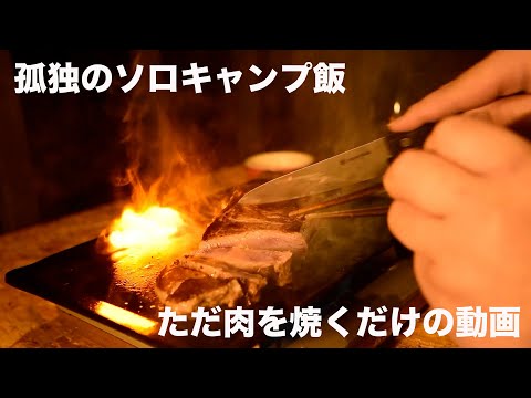 【ソロキャンプ飯】ただ肉を焼くだけの動画