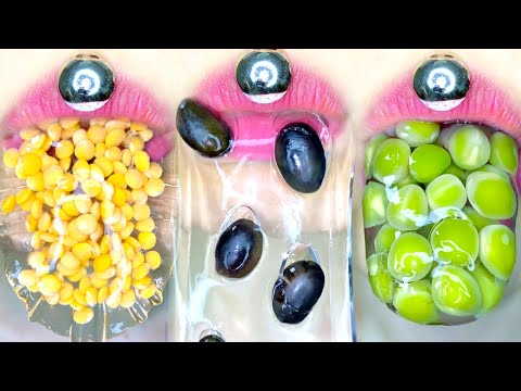 ASMR GREEN BEANS JELLY BLACK SOY BEANS PUDDING MUKBANG 완두콩 젤리 검은콩 푸딩 콩 모음집 입술먹방