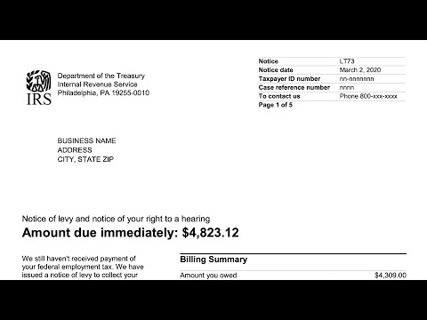 How to understand your LT73 Notice (The IRS will seize business property to pay employment taxes.)